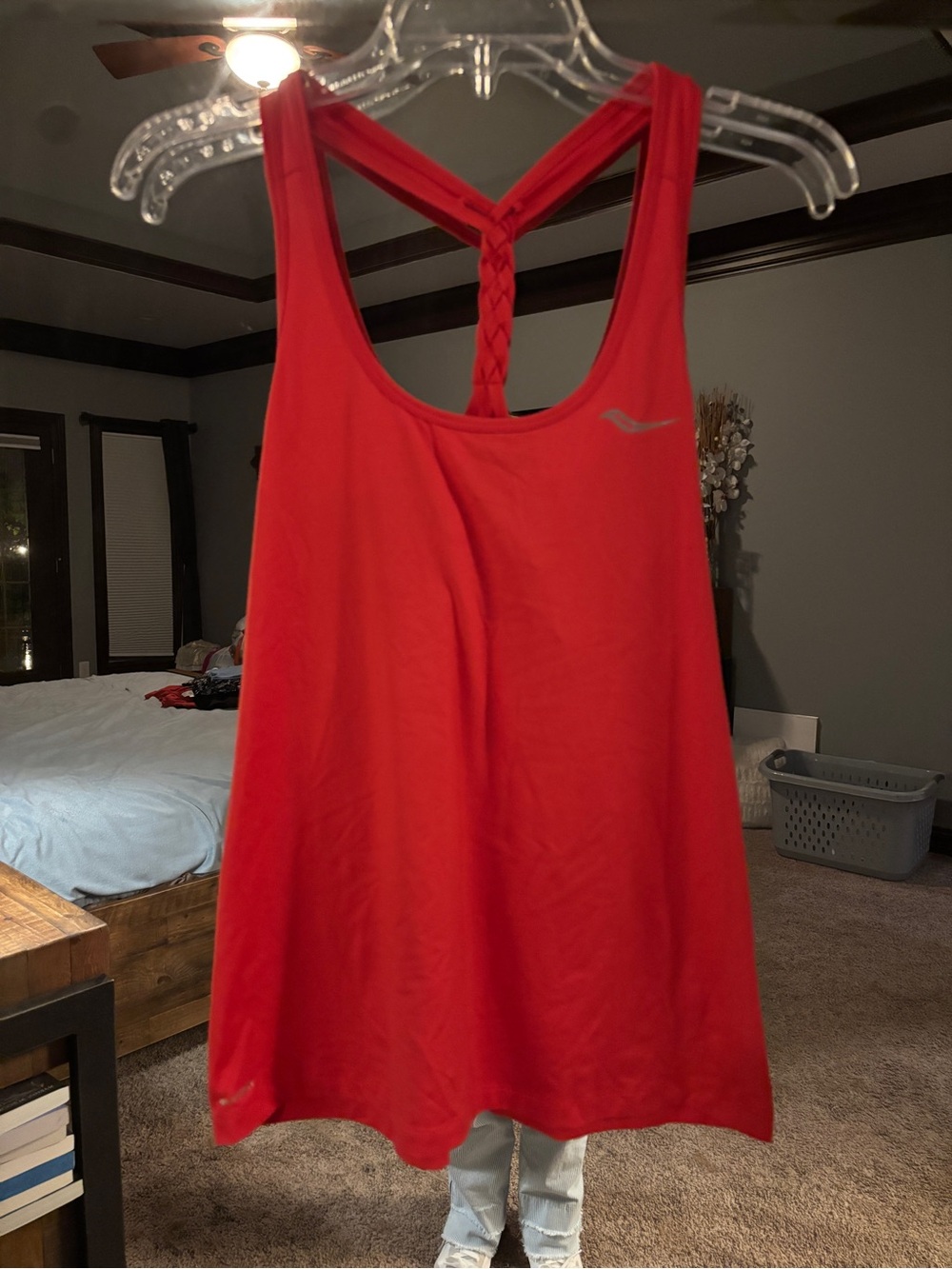 Saucony Bright Red Braided-Racerback Performance Tank